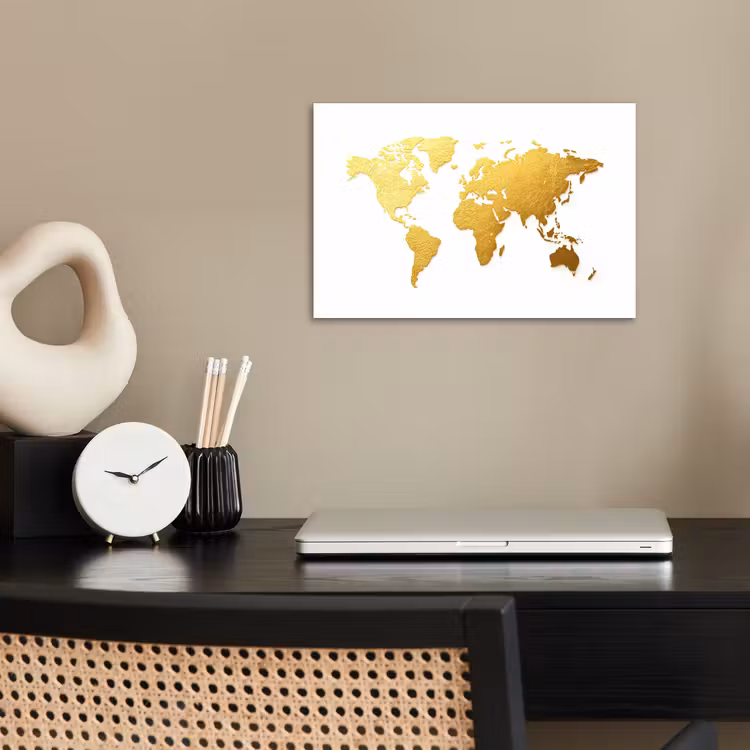 Wereldkaart - Wit - Leerachtig textuur poster papier klein -sfeer1