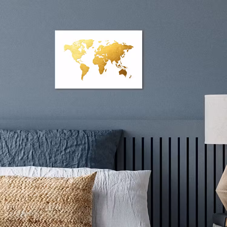 Wereldkaart - Wit - Leerachtig textuur poster papier klein -sfeer2