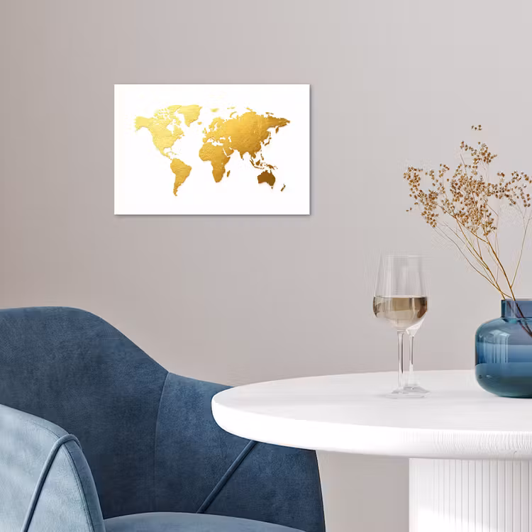 Wereldkaart - Wit - Leerachtig textuur poster papier klein -sfeer3