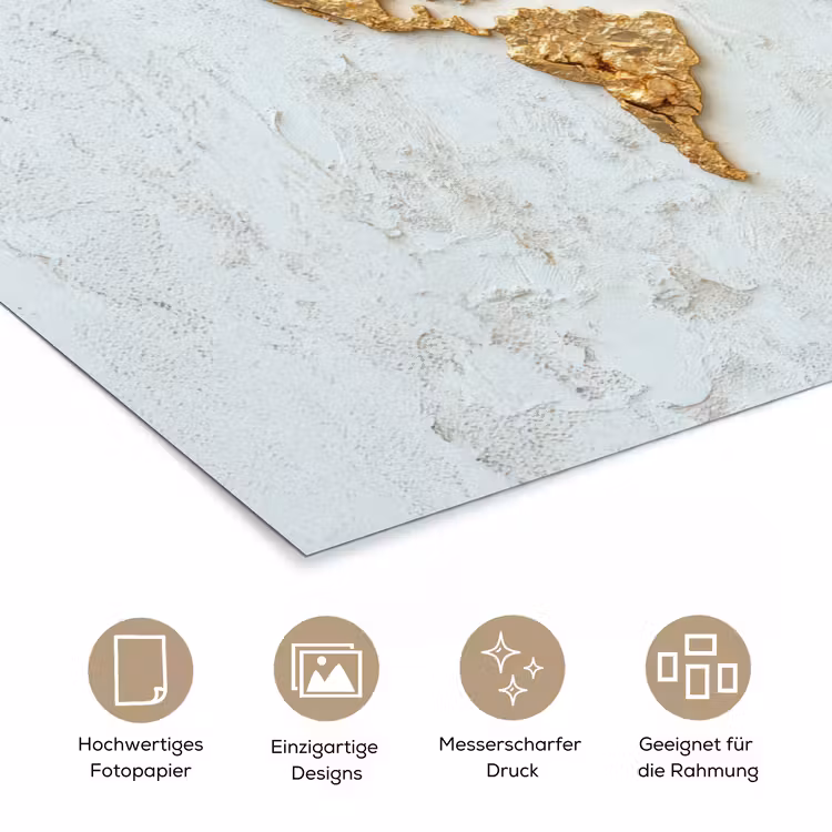 Wereldkaart - Wit beton - Bladgoud poster papier klein -tcloseup_DE