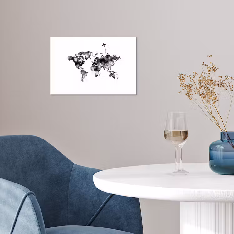 Wereldkaart - Wereldreis - Inkt poster papier klein -sfeer3
