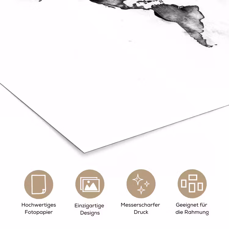 Wereldkaart - Wereldreis - Inkt poster papier klein -tcloseup_DE