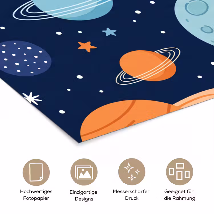 Ruimte - Planeten - Kleurrijk poster papier klein -tcloseup_DE