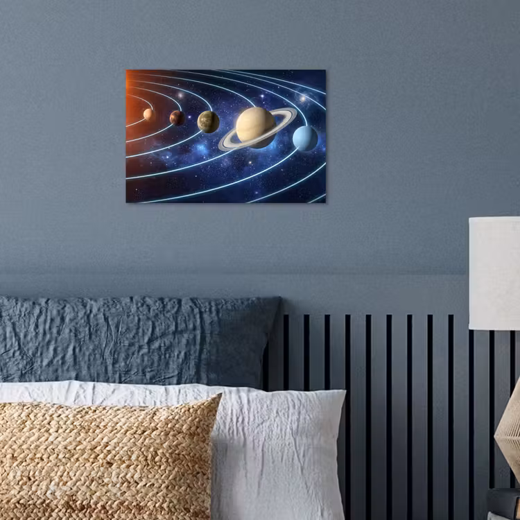 Ruimte - Zonnestelsel - Blauw poster papier klein -sfeer2