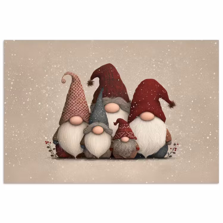 Kabouters - Kerst - Sneeuw - Puntmutsen poster papier klein -3d