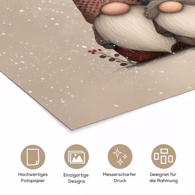 Kabouters - Kerst - Sneeuw - Puntmutsen poster papier klein -tcloseup_DE