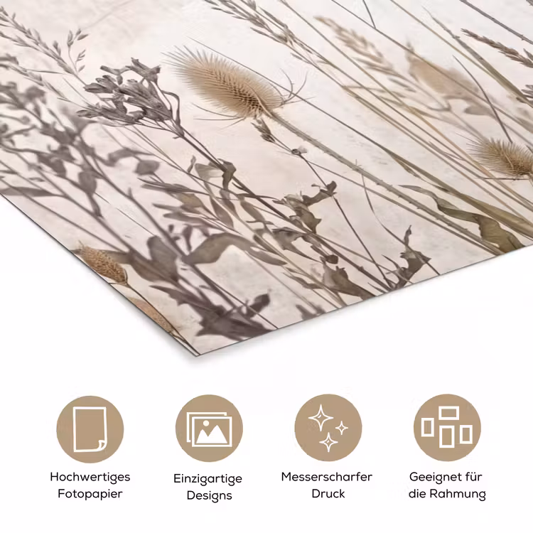 Weidebloemen - Design - Sepia poster papier klein -tcloseup_DE