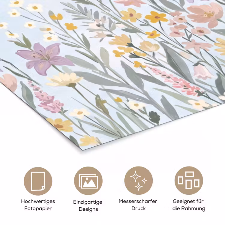 Weidebloemen - Illustratie - Kleurrijk poster papier klein -tcloseup_DE