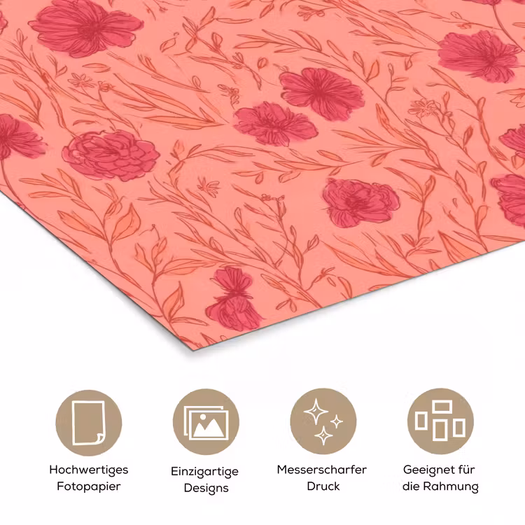 Weidebloemen - Romantisch - Roze poster papier klein 62 -tcloseup_DE