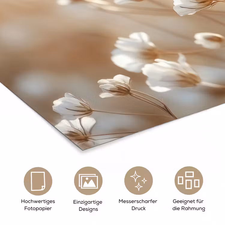 Wilde - Bloemen - Wit poster papier klein -tcloseup_DE