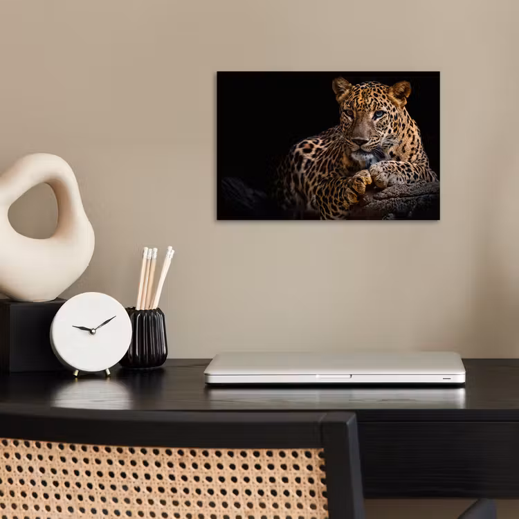 Wilde dieren - Panter - Portret - Zwart - Dieren poster papier klein -sfeer1