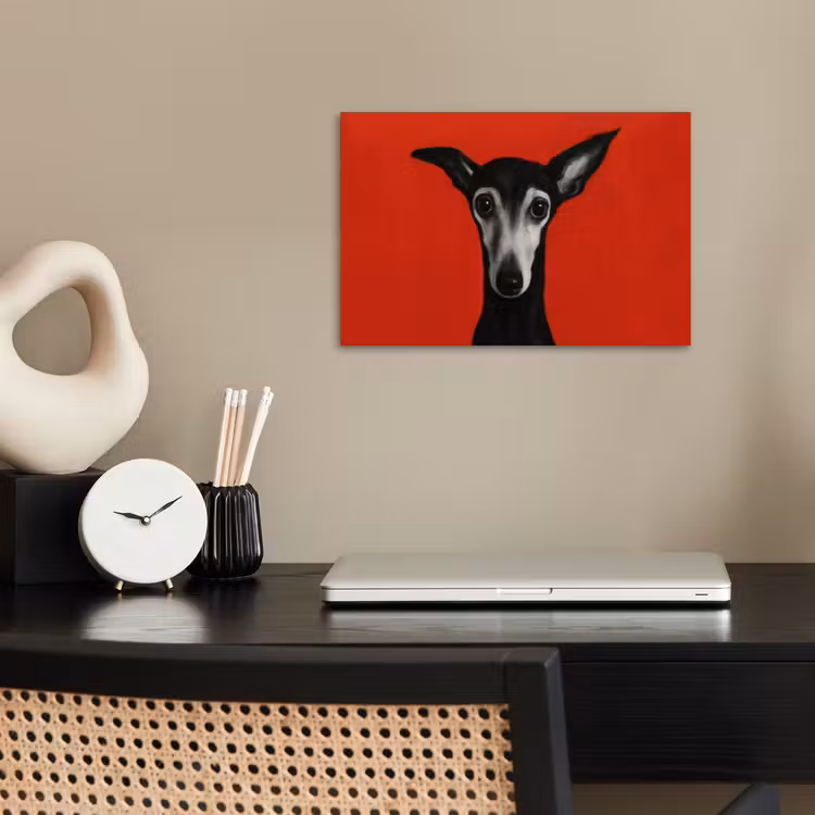 Windhond - Minimalistisch - Rood poster papier klein -sfeer1