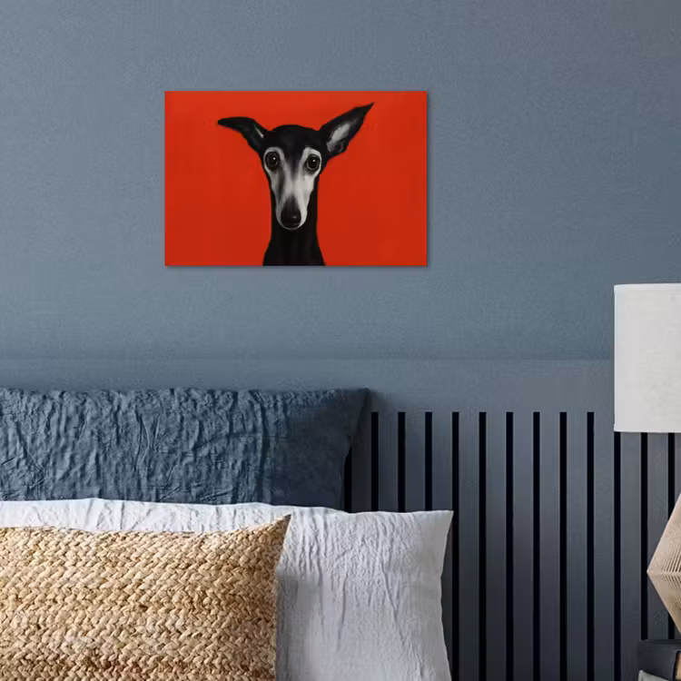 Windhond - Minimalistisch - Rood poster papier klein -sfeer2