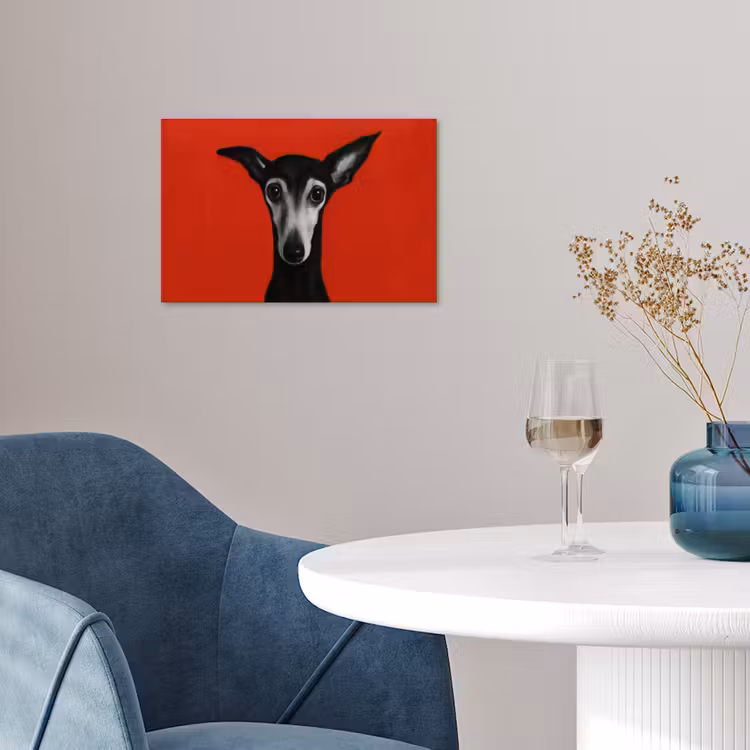 Windhond - Minimalistisch - Rood poster papier klein -sfeer3