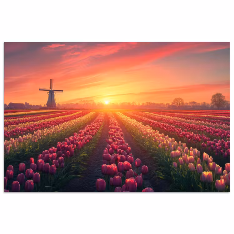 Windmolen - Zonsondergang - Landschap poster papier klein -3d
