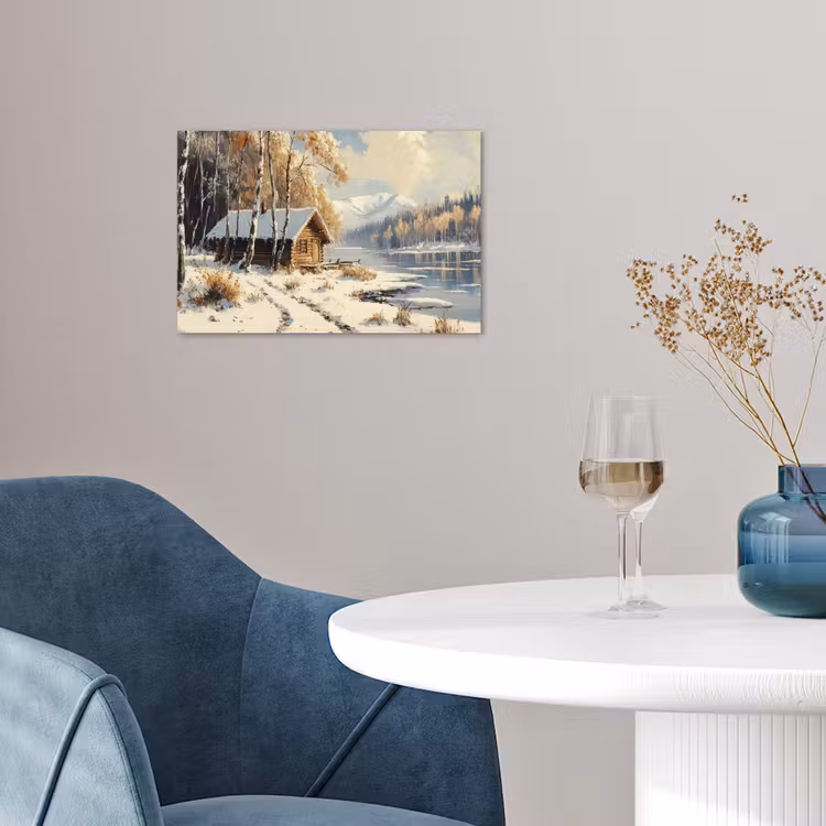 Winter - Sneeuw - Huis - Natuur poster papier klein -sfeer3