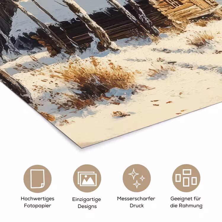 Winter - Sneeuw - Huis - Natuur poster papier klein -tcloseup_DE