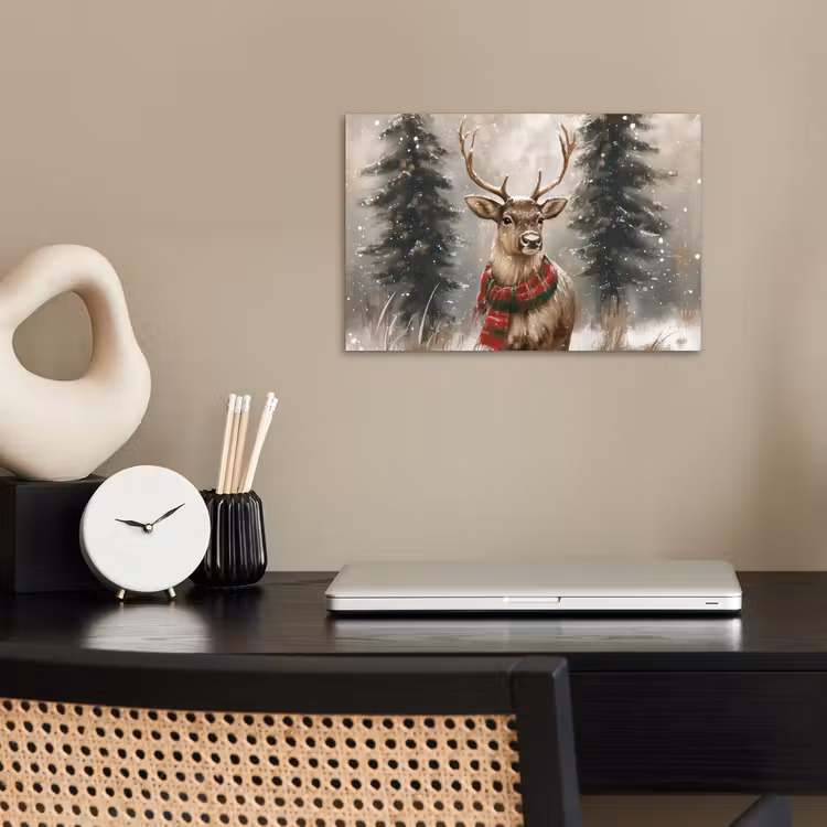Winter - Bos - Rendier - Donker poster papier klein -sfeer1