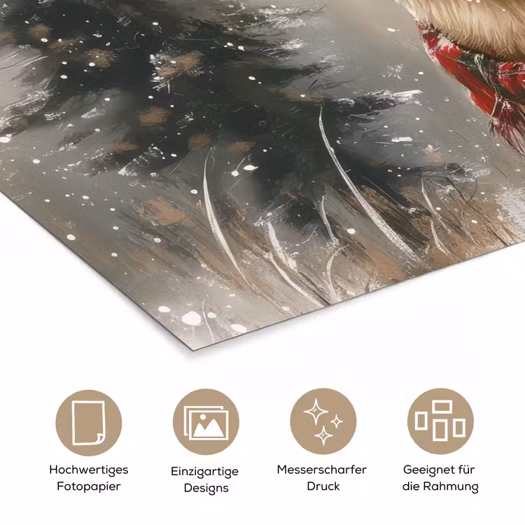 Winter - Bos - Rendier - Donker poster papier klein -tcloseup_DE
