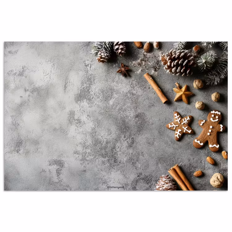 Winter - Kerst - Beton - Dennenappels poster papier klein -3d