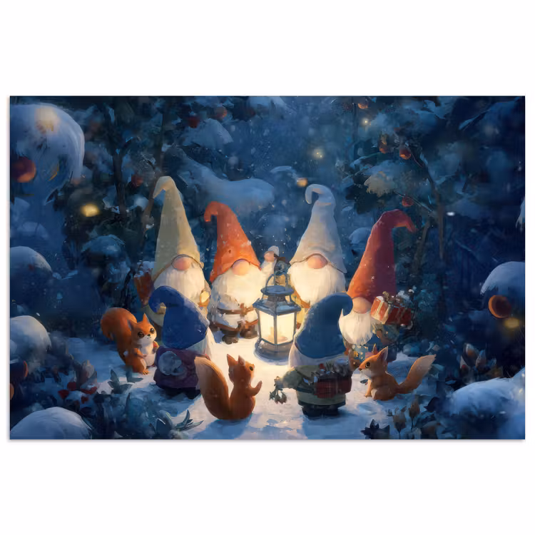 Winter - Gnooms - Eekhoorns - Meerkleurig poster papier klein -3d