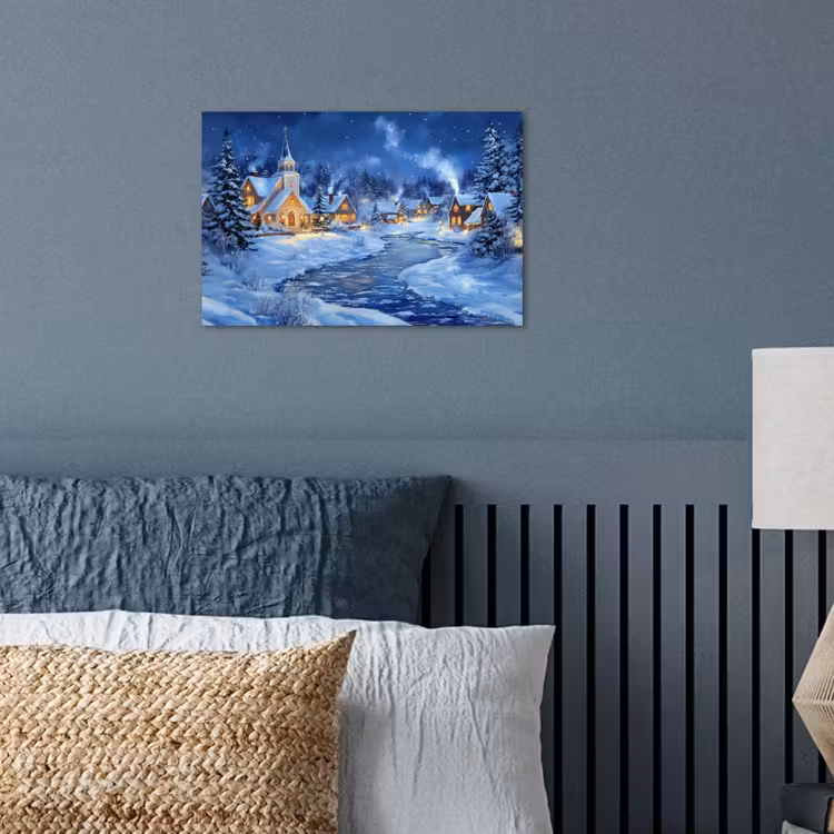 Winteravond - Kerstdorp - Donker poster papier klein -sfeer2