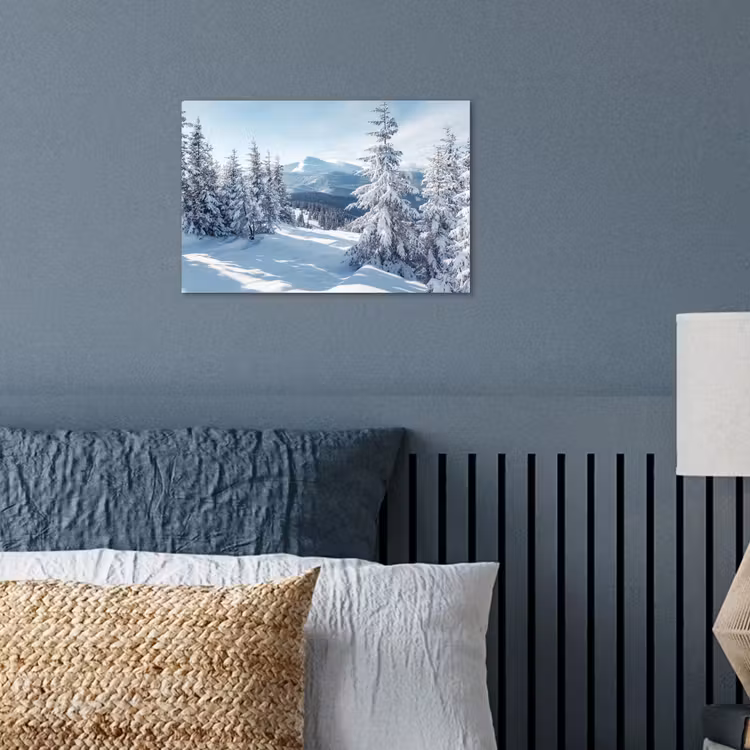 Winterlandschap - Natuur - Berg - Bomen - Sneeuw poster papier klein -sfeer2