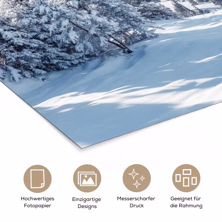 Winterlandschap - Natuur - Berg - Bomen - Sneeuw poster papier klein -tcloseup_DE