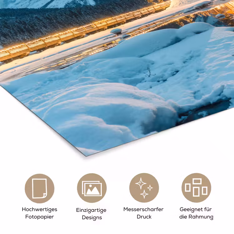 Winterlandschap - Natuur - Huis - Bergen - Sneeuw poster papier klein -tcloseup_DE