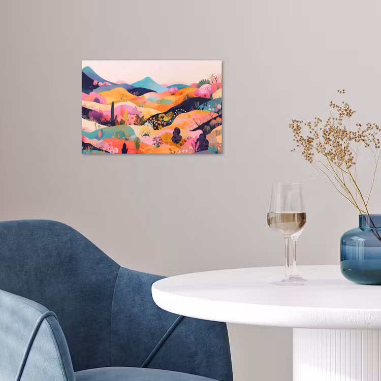 Golvende heuvels - Abstracte planten - Dromerig poster papier klein -sfeer3