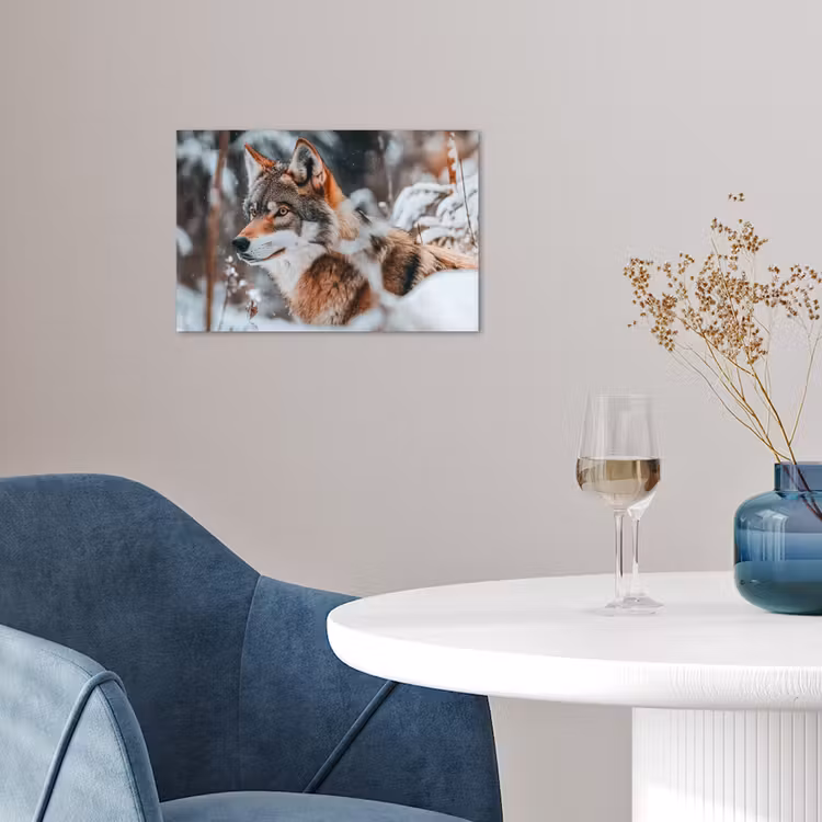 Wolf - Sneeuw - Winter - Dieren - Natuur - Sneeuw poster papier klein -sfeer3