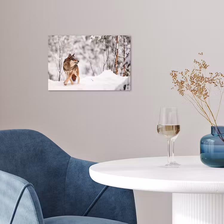 Wolf - Winter - Sneeuw - Natuur - Dieren poster papier klein -sfeer3