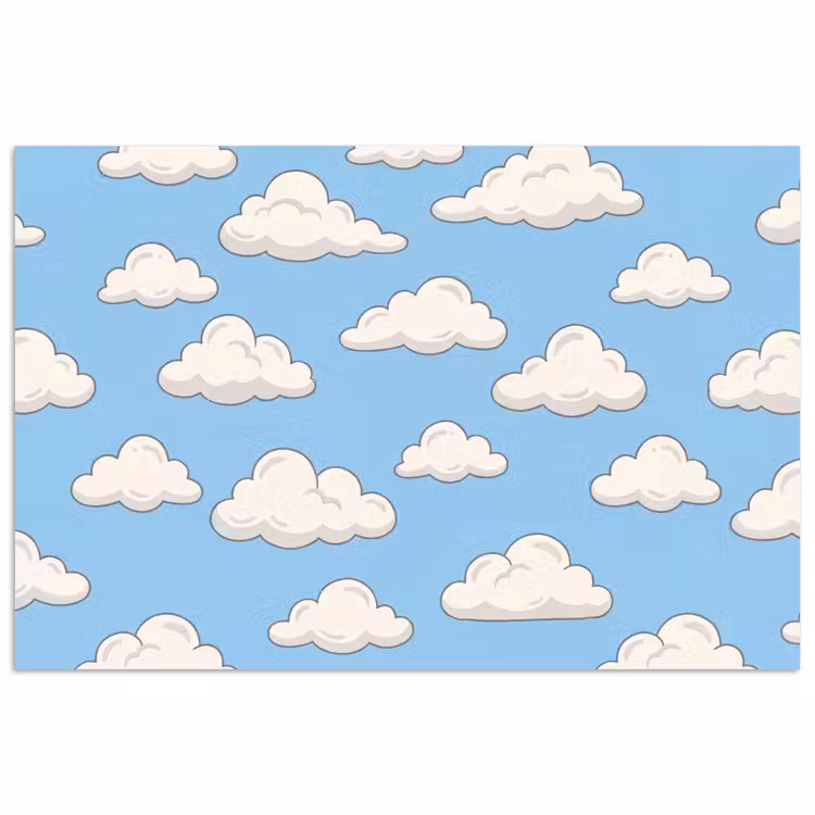 Wolk - Cartoon - Lucht - Blauw - Wit poster papier klein -3d