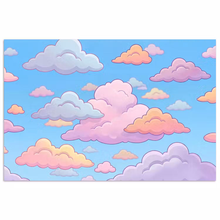 Wolk - Lucht - Natuur - Illustratie - Pastel poster papier klein -3d