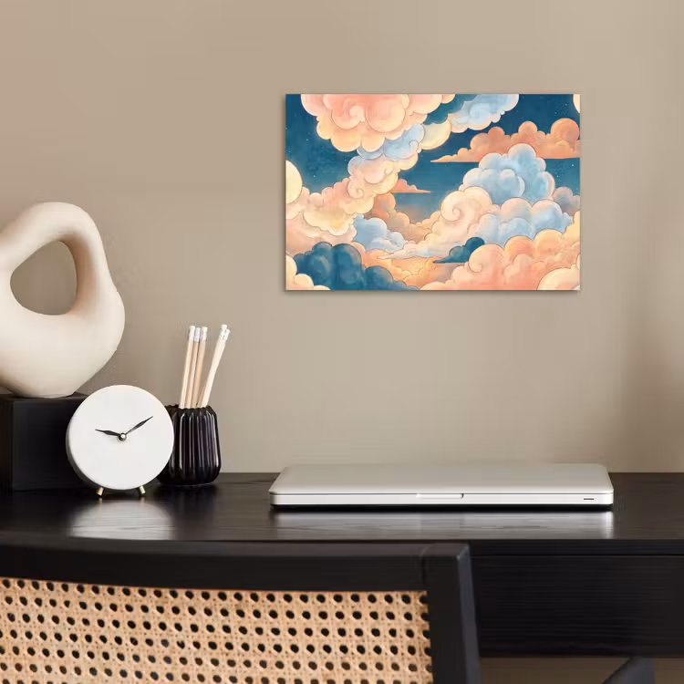 Wolk - Lucht - Natuur - Illustratief - Oranje poster papier klein -sfeer1