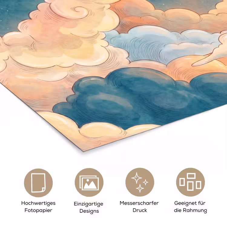 Wolk - Lucht - Natuur - Illustratief - Oranje poster papier klein -tcloseup_DE