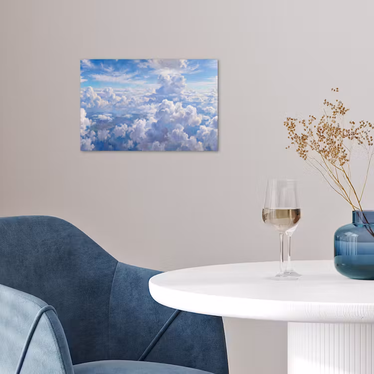 Wolken - Lucht - Natuur - Abstract - Blauw poster papier klein -sfeer3