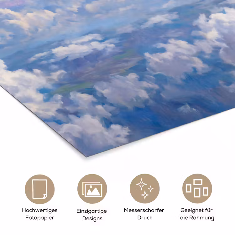 Wolken - Lucht - Natuur - Abstract - Blauw poster papier klein -tcloseup_DE