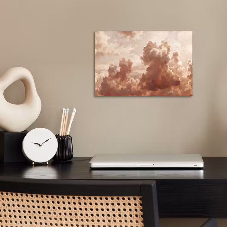 Wolken - Lucht - Natuur - Modern - Bruin poster papier klein -sfeer1