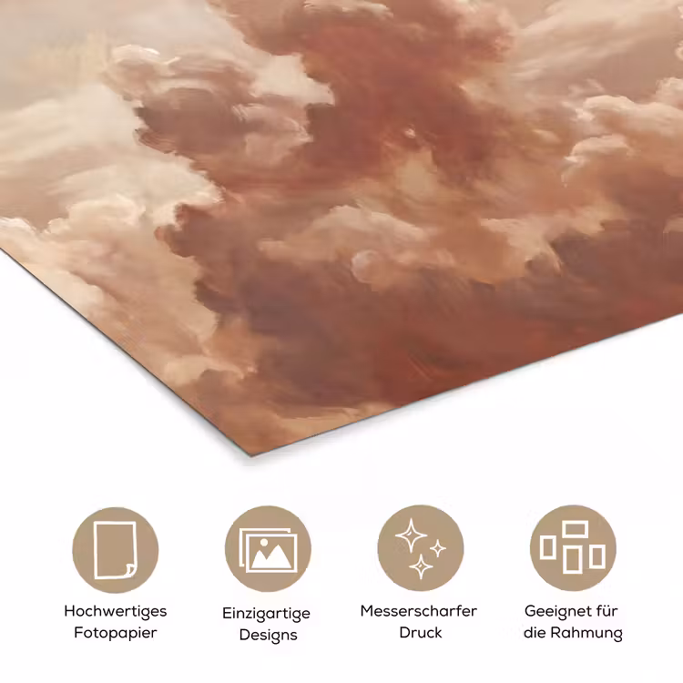 Wolken - Lucht - Natuur - Modern - Bruin poster papier klein -tcloseup_DE