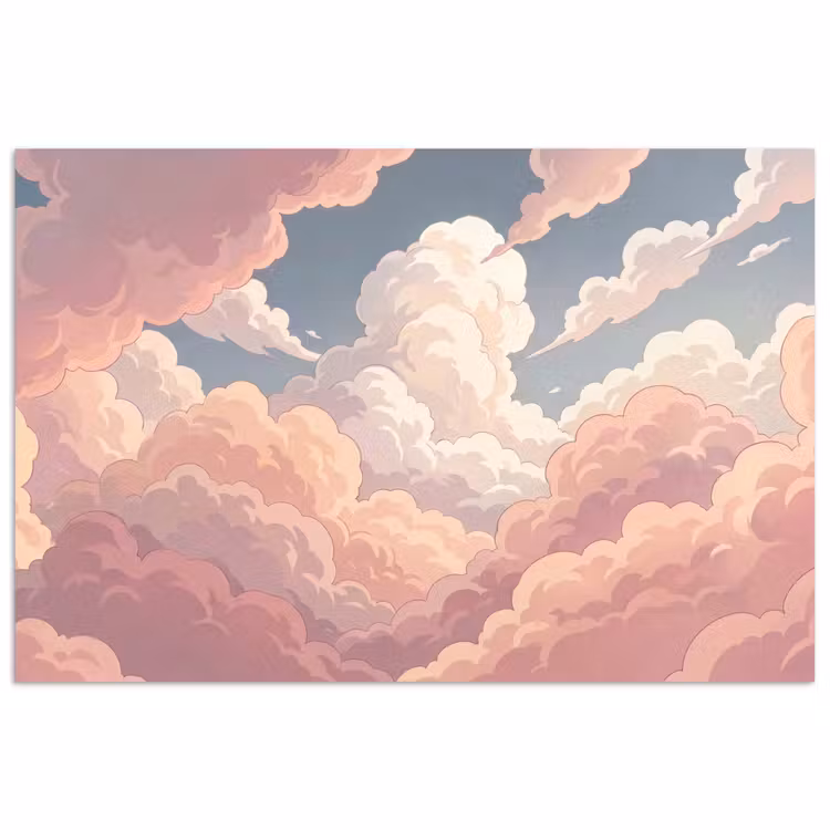 Wolken - Lucht - Natuur - Pastel - Roze poster papier klein -3d