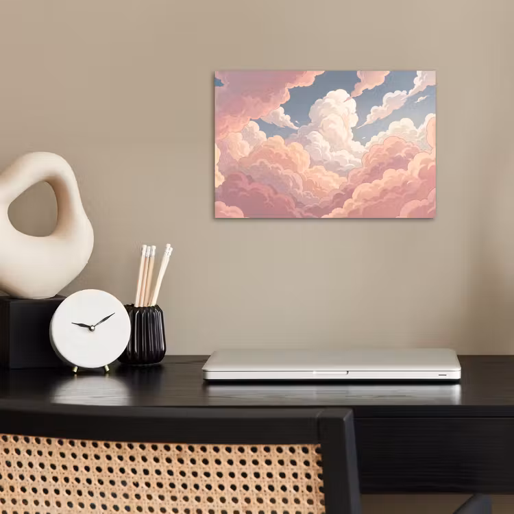 Wolken - Lucht - Natuur - Pastel - Roze poster papier klein -sfeer1