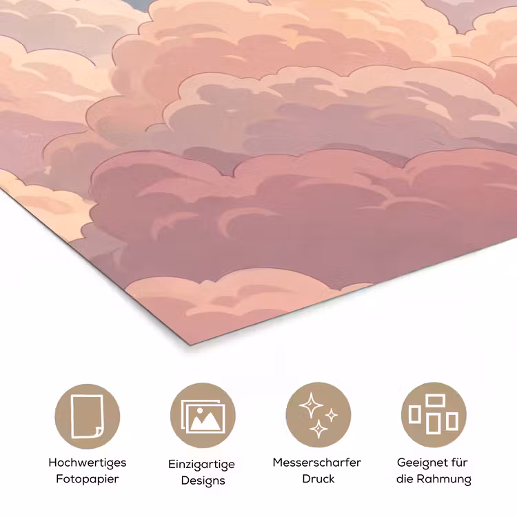 Wolken - Lucht - Natuur - Pastel - Roze poster papier klein -tcloseup_DE