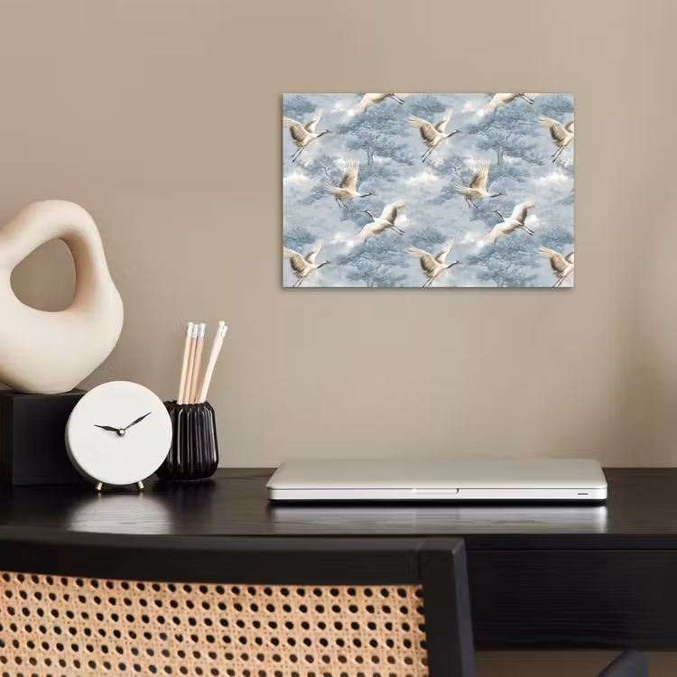 Wolken - Kraanvogels - Blauw poster papier klein 62 -sfeer1