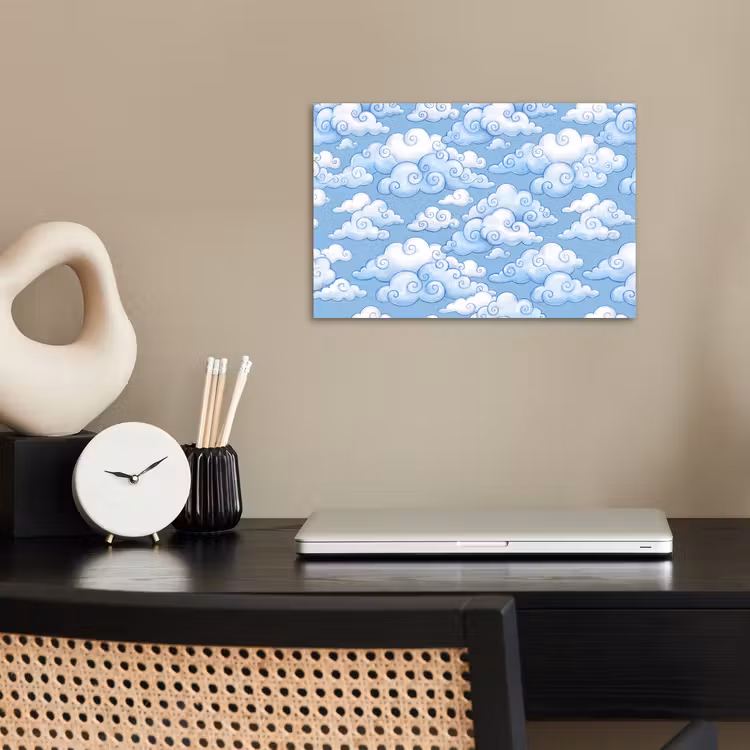 Wolken - Patroon - Hemel - Illustratie - Wit poster papier klein -sfeer1
