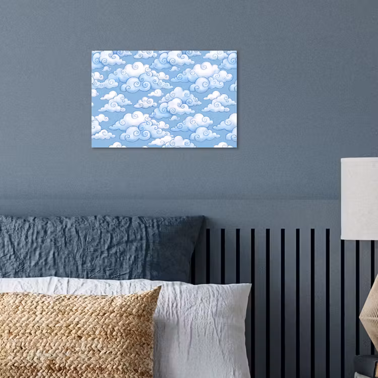 Wolken - Patroon - Hemel - Illustratie - Wit poster papier klein -sfeer2