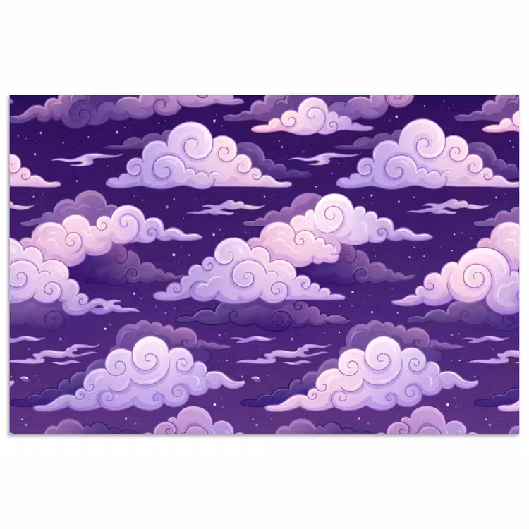 Wolken - Nacht - Natuur - Abstract - Paars poster papier klein -3d