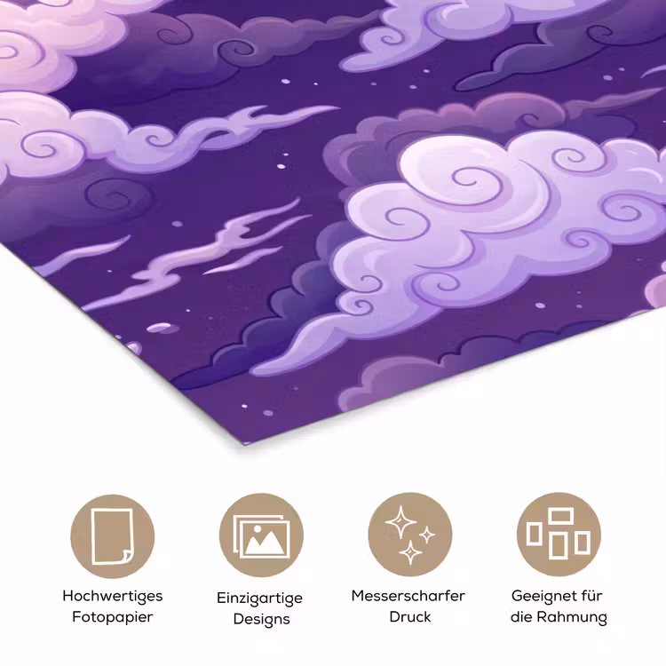 Wolken - Nacht - Natuur - Abstract - Paars poster papier klein -tcloseup_DE