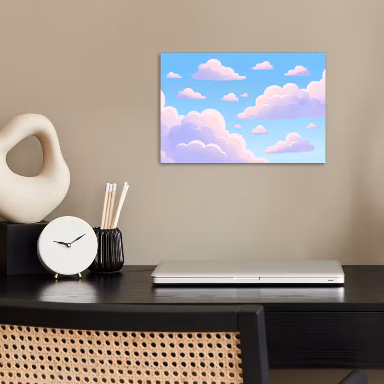 Wolken - Roze - Blauw - Natuur - Modern poster papier klein -sfeer1