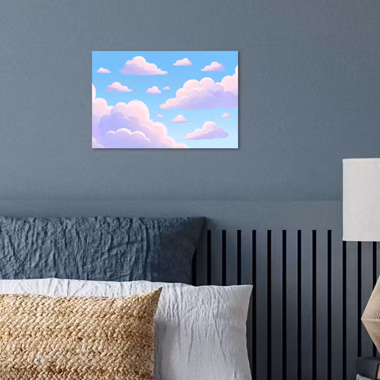 Wolken - Roze - Blauw - Natuur - Modern poster papier klein -sfeer2